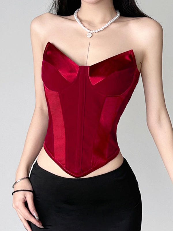 Bandeau-Top aus Vintage-Patchwork-Samt-1