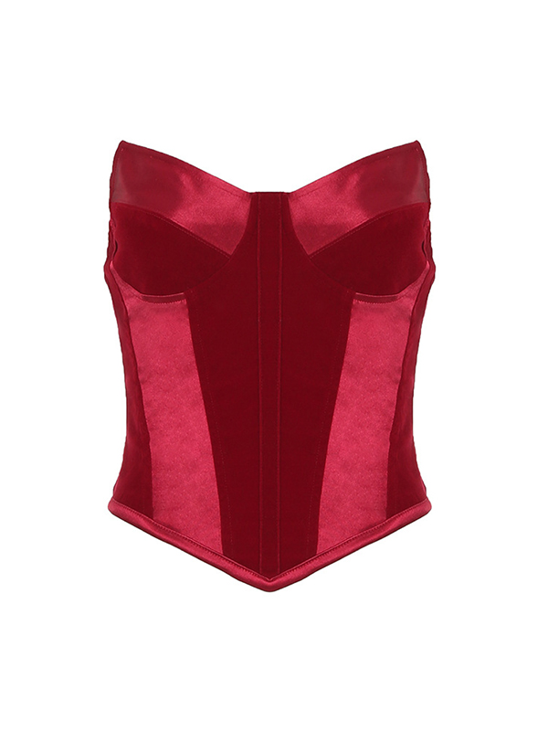 Bandeau-Top aus Vintage-Patchwork-Samt-4